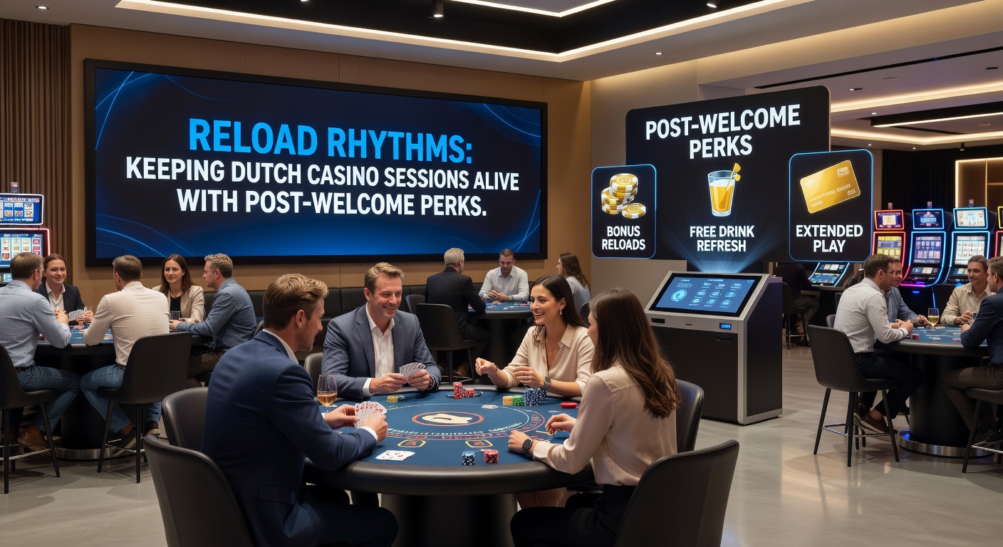 Speler aan mobiel scherm met herlaadbonus notificatie in een Nederlands online casino, symboliserend langere sessies en betrokkenheid