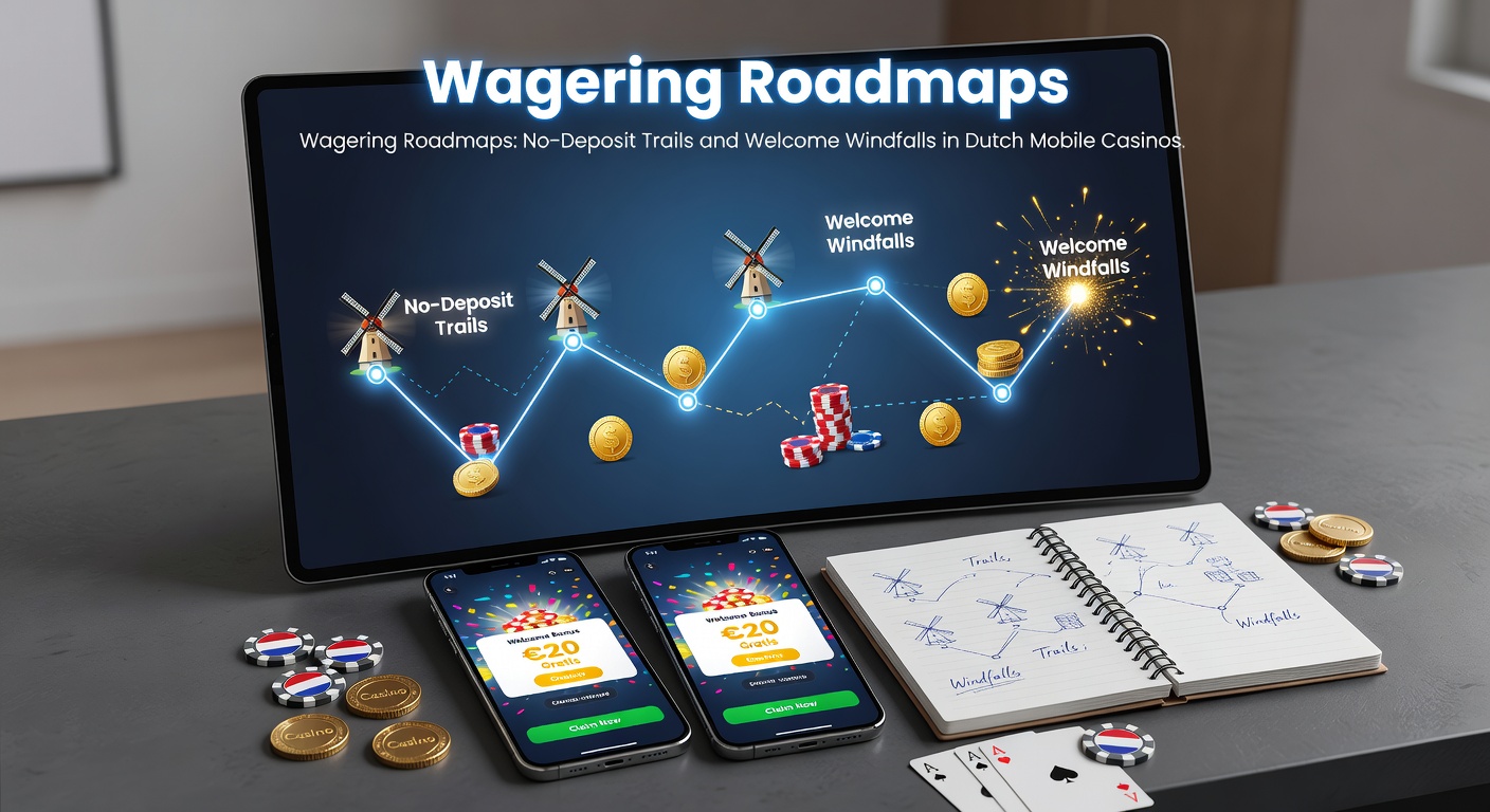 Schermafbeelding van een mobiel casino app met een no-deposit bonusaanbod en wagering tracker in een Nederlands gelicenseerd platform